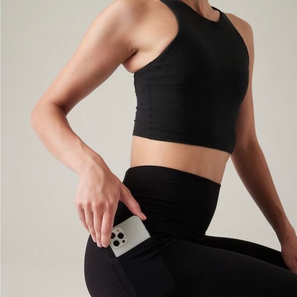 NWT Athleta Salutation Stash Pocket 11 7/8 Tight. Black. Extra Small - Picture 2 of 12